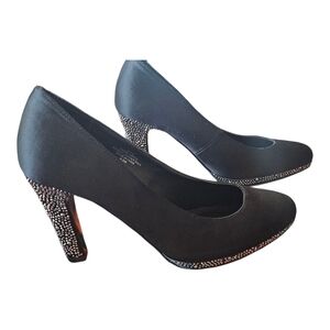 Bijou New York Black Satin Rhinestone Pumps Size 8.5W Women's